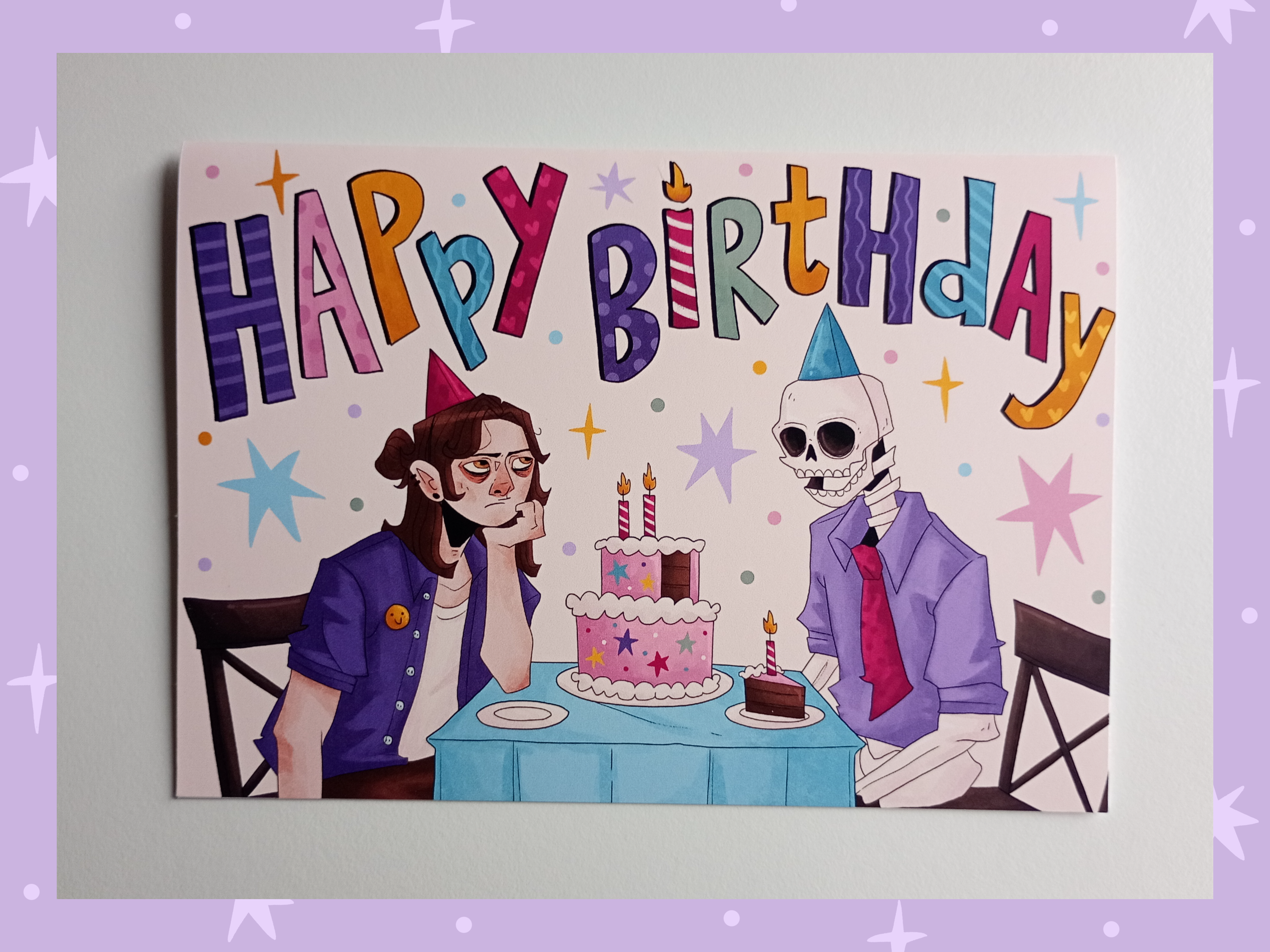 Illustrated Silly Skeleton Birthday Card