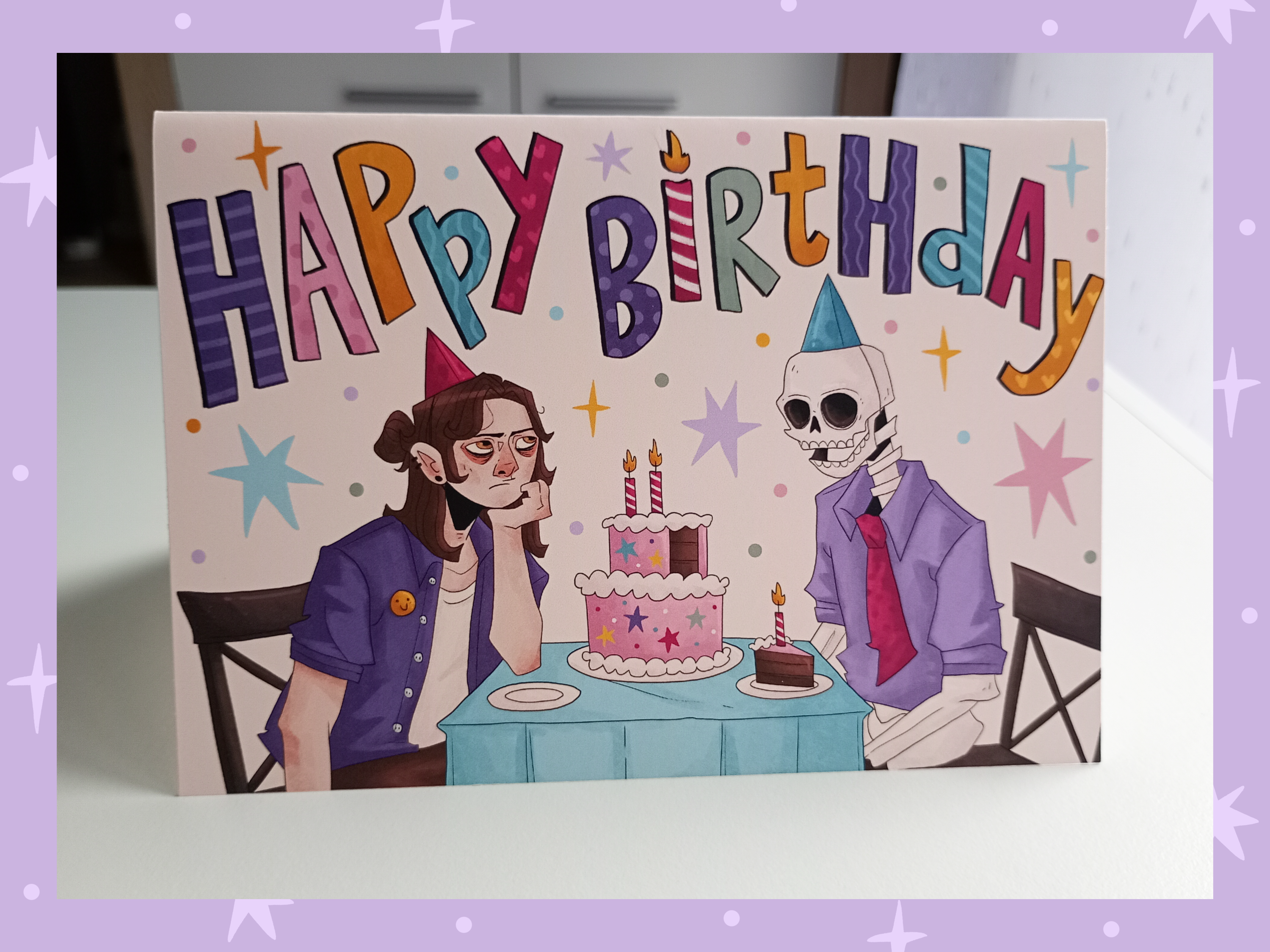 Illustrated Silly Skeleton Birthday Card
