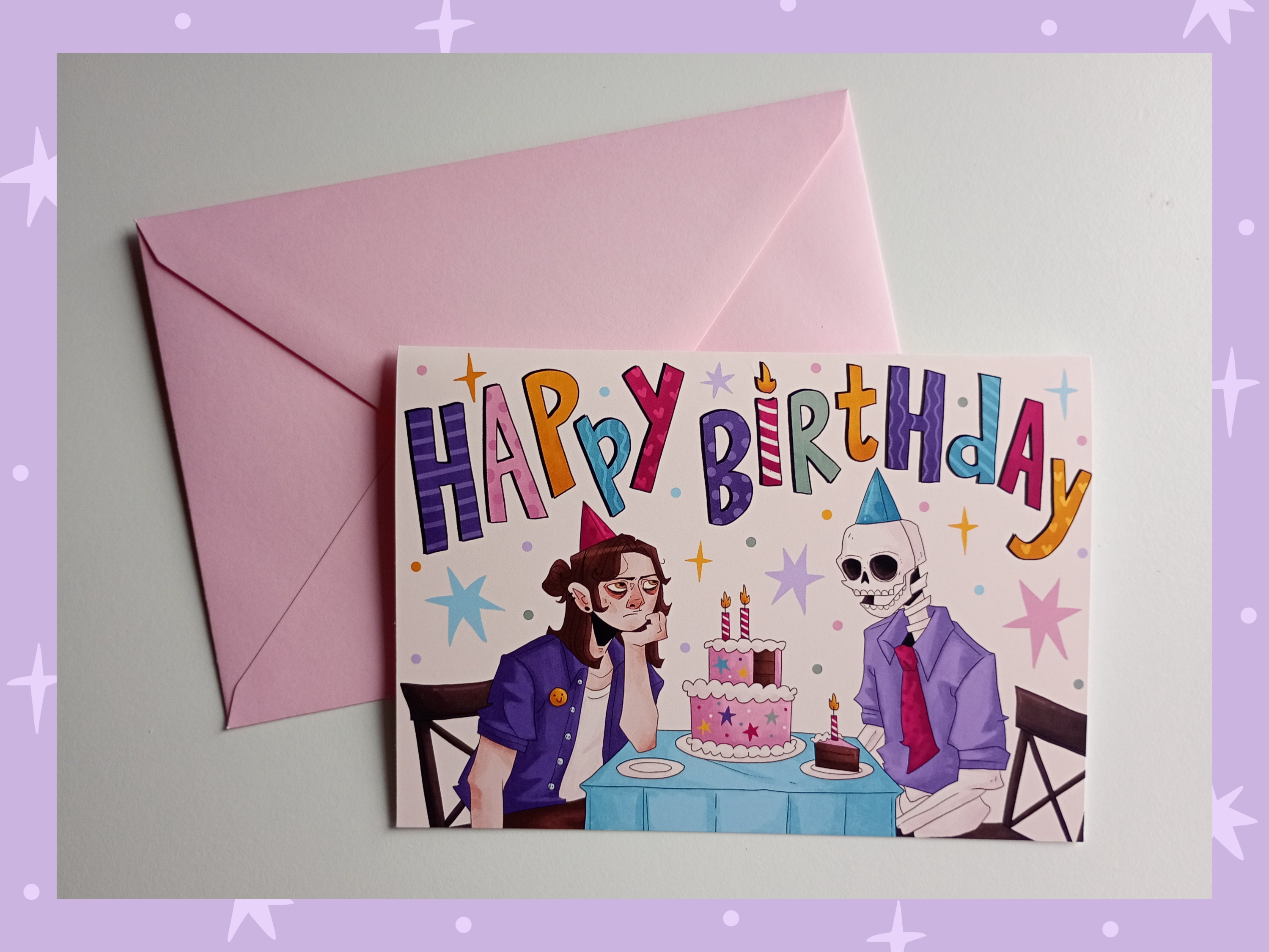 Illustrated Silly Skeleton Birthday Card