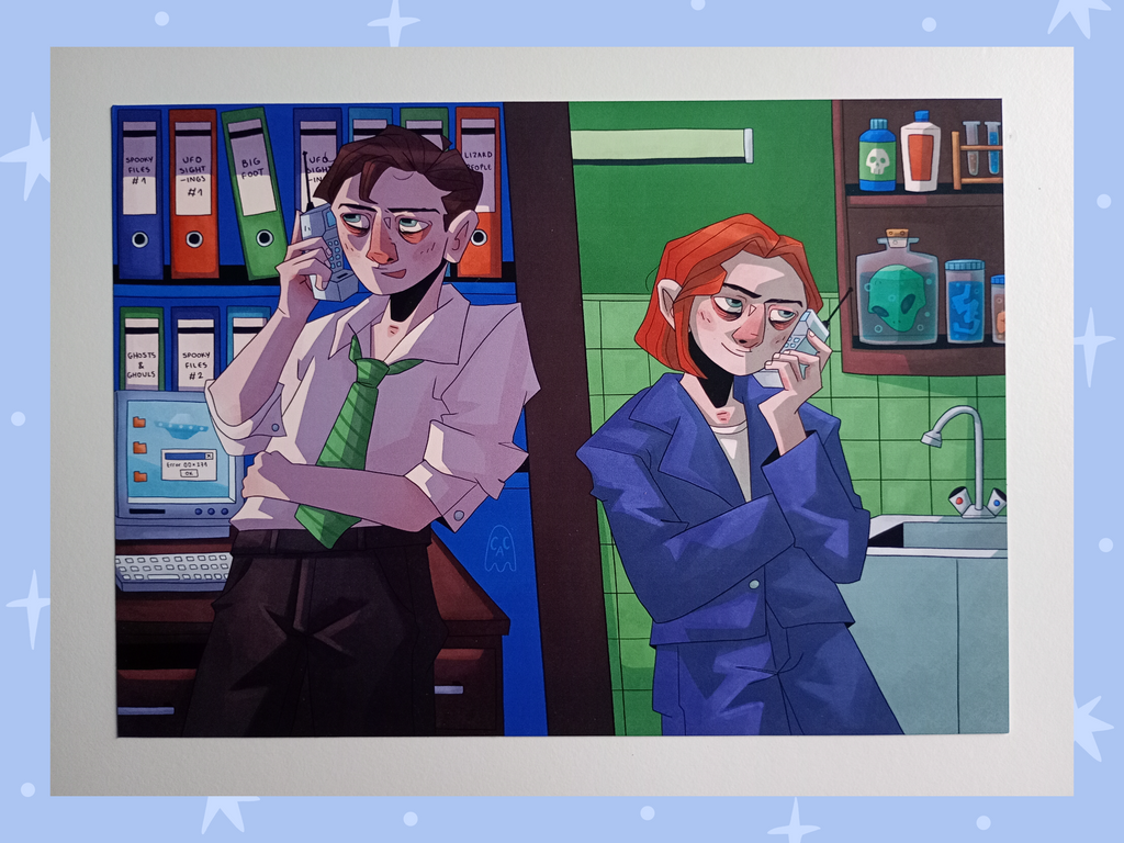 The X Files Mulder And Scully Phone Art Print